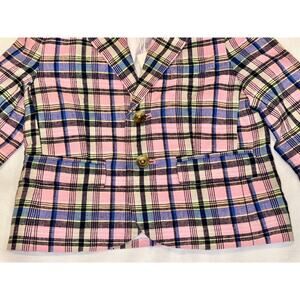 NWT Janie &Jack long sleeve plaid linen blend blazer 1 breast pocket 18-24 m